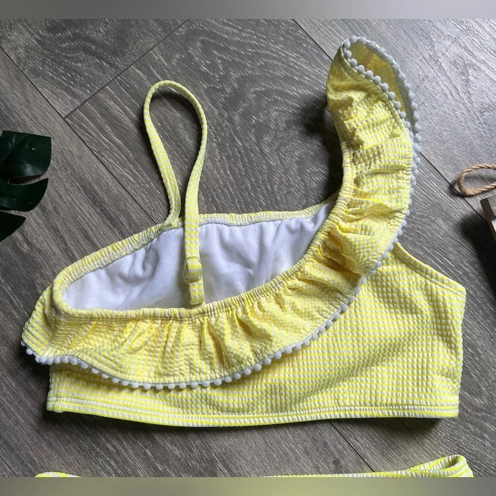 Cat & Jack Sassy In Seersucker Asymmetrical Ruffle Top Bikini. Size 14